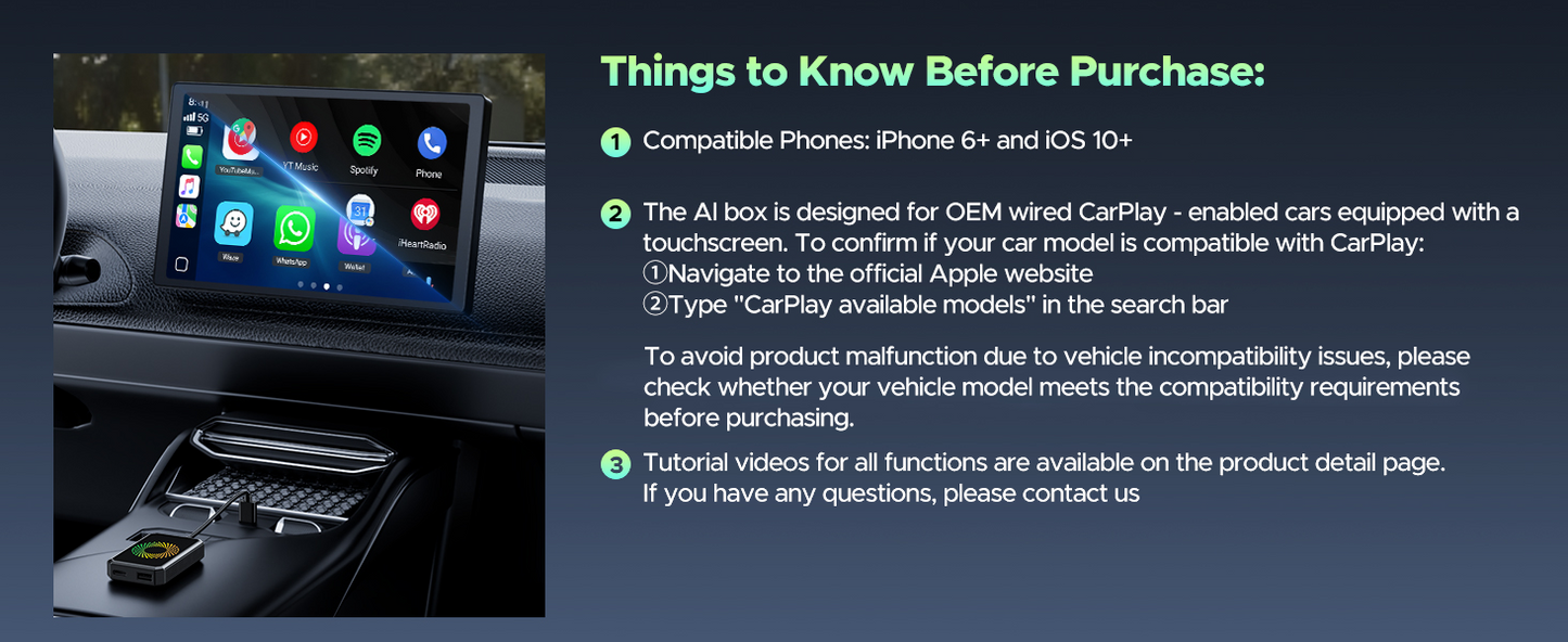 LAMTTO 3-in-1 Wireless CarPlay Box